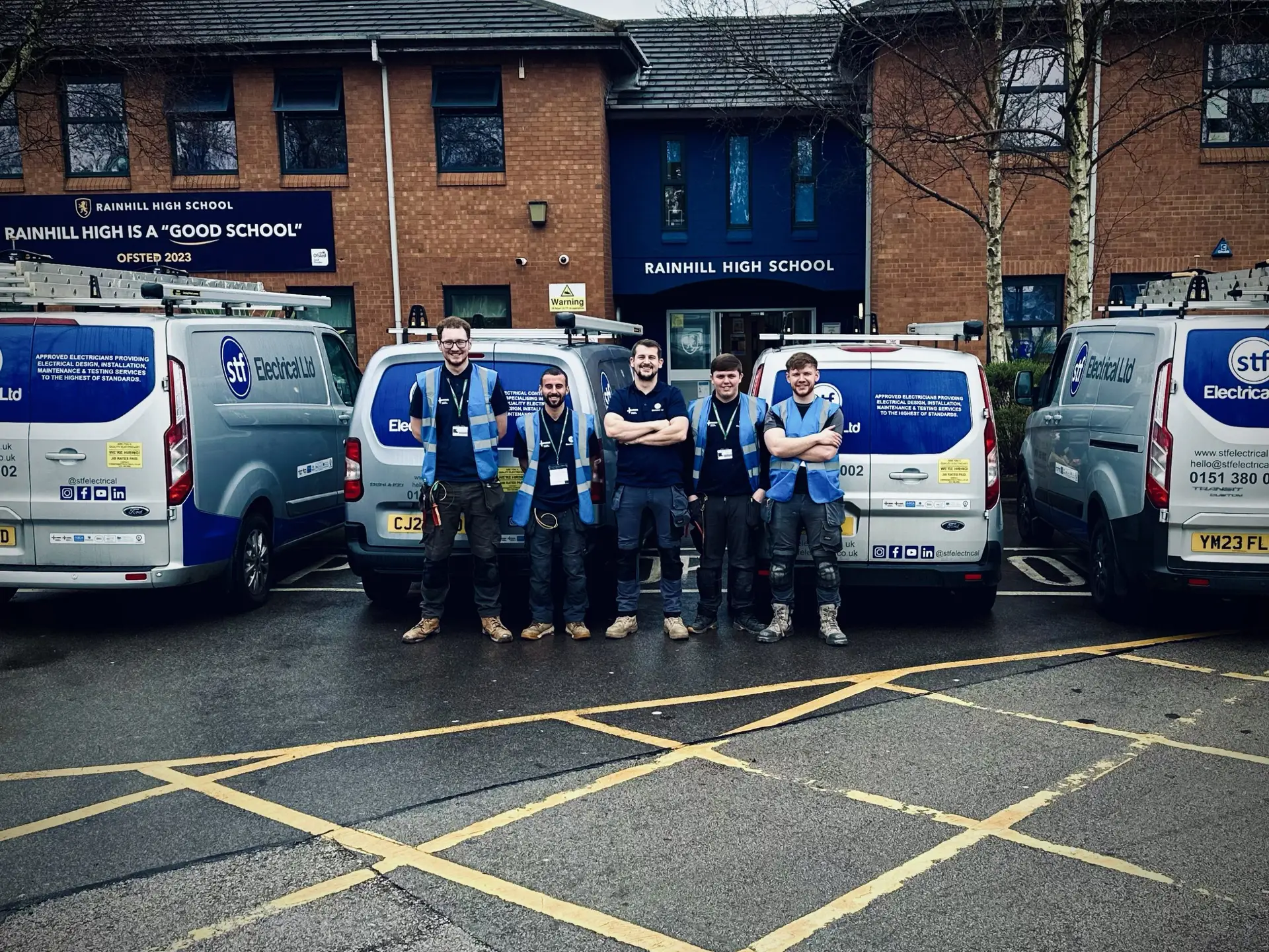 STF Electrical Ltd's dedicated on-site team of electricians working diligently to ensure quality and safety standards are met at a commercial project in Liverpool
